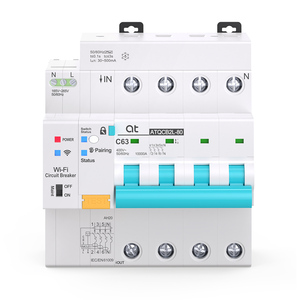 TUYAスマートサーキットブレーカー Wifi Rcbo <span class=keywords><strong>4P</strong></span> 1-63A調整可能 10kAタイマー ワイヤレスリモコン 漏電保護付き - Product Image 1