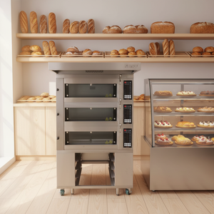 Four à pâtisserie professionnel à 3 niveaux et 6 plateaux avec porte en verre, personnalisable en usine pour le pain, la pâtisserie, les boulangeries - Product Image 3