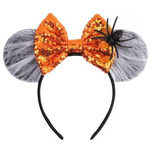 Novedad 2025: Accesorios para el Cabello de Fiesta de Halloween, Diadema con Orejas de Ratón, Lazo de Lentejuelas con Telaraña de Araña de Dibujos Animados para Niños - Product Image 2