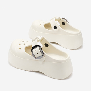 Women's Thick Sole EVA <b>Clogs</b> Mary Jane Style Closed Toe Sandals Summer Wear Resistant Non Slip Milky White 35-38 - Product Image 1