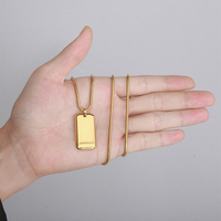 Insigne militaire en acier au titane poli miroir pour homme pendentif carte d'identité personnalisée plaque carrée gravée brillante tendance 18K