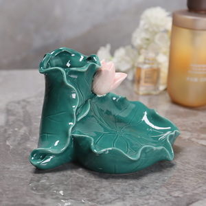 Ruijie Ceramic Toothbrush <b>Holder</b> Leaf Shape <b>Soap</b> <b>Dish</b> Self Drain Bathroom Accessory - Product Image 3