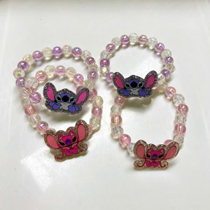 Cartoon Acrylic Stitch Scrunchie for Girls, Beaded Hair Tie with Tassel, Cute Ponytail Holder Hair Accessory - Product Image 4