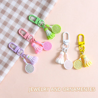 Porte-clés tendance en alliage, pendentif breloque DIY fait main, motif badminton exquis et mignon, en résine plastique imprimée UV et colle époxy, pour homme