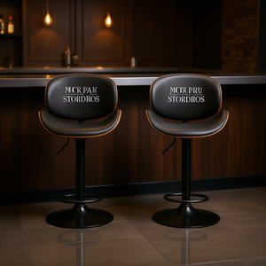 Tabourets de bar pivotants réglables Stordros en cuir PU avec base en métal, design moderne pour usage domestique ou commercial - Product Image 2