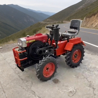 Mini tracteur cultivateur 4x4 à quatre roues motrices, 15 chevaux, démarrage électrique, petite roue, produit d'exportation avec composant moteur principal