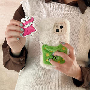 Custodia per telefono in peluche Tschick Cartoon adatta per <span class=keywords><strong>Apple</strong></span> 17promax 16pro/15 <span class=keywords><strong>14</strong></span> 13, con coperta elettrica e cavalluccio dinosauro cavalcabile - Product Image 3