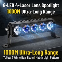 Phare de calandre à 6 LED, double couleur jaune et blanc, faisceau matriciel longue portée, anti-éblouissement, étanche, projecteur tout-terrain