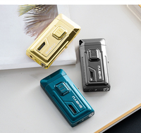 Briquet gonflable rétractable à double flamme avec interrupteur, réservoir d'air transparent, allumage à piles, vente en gros