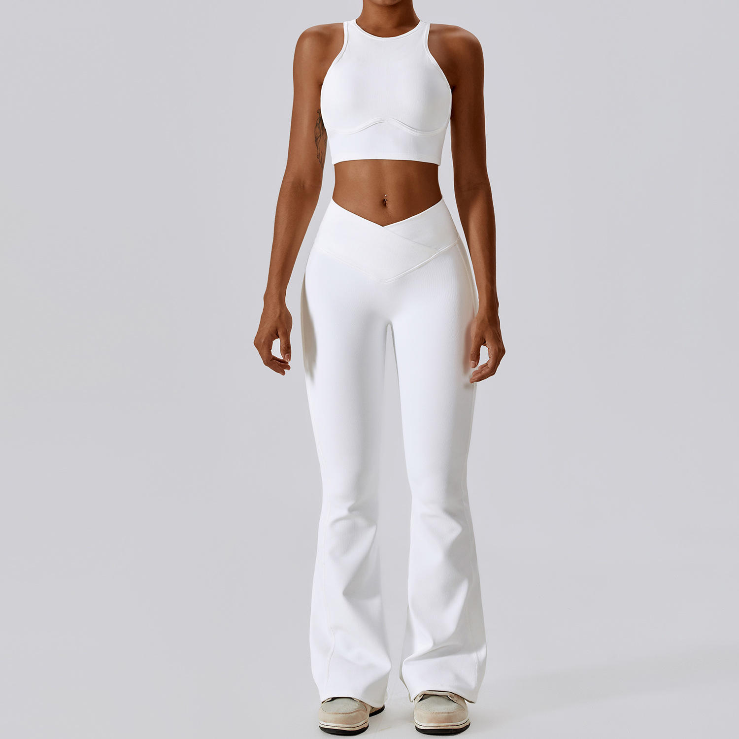 -2 culottes évasées style soutien-gorge, blanc cygne