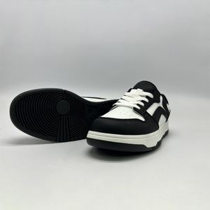 Chaussures de skate contrastées noir et blanc, lacets, tige respirante, semelle antidérapante, chaussures décontractées - Product Image 3