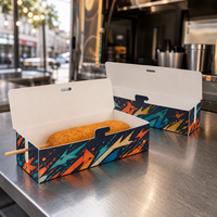 Boîte à hot-dogs pliable avec logo personnalisé, vente en gros, contenants alimentaires en papier kraft jetables résistants à la graisse, prix fabricant