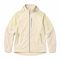 Vestes de randonnée imperméables personnalisées, en nylon crème, à capuche, coupe-vent, légères, avec fermeture éclair intégrale, pour la randonnée en plein air.