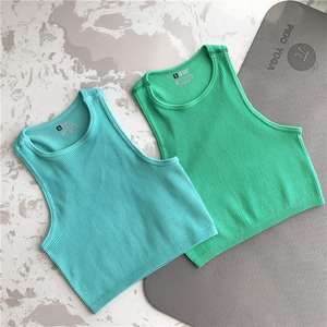 T1927 venta al por mayor verano Casual Trendy <span class=keywords><strong>Racer</strong></span> chaleco Ins mujeres sin mangas de punto mujeres Color sólido Crop <span class=keywords><strong>Tank</strong></span> Top chaleco - Product Image 6