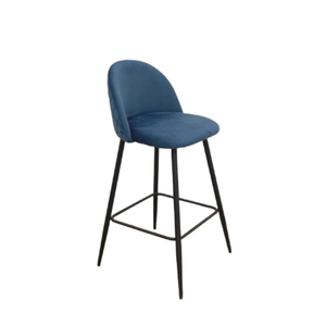 Tabouret de bar moderne de luxe en velours, dossier incurvé matelassé diamant, pieds en métal noir mat pour la maison, le restaurant, l'hôtel, l'appartement - Product Image 1