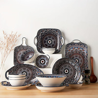 Vaisselle tunisienne Style marocain Plateau en céramique pour le petit déjeuner Steak Dumpling Plate Distinctive Binaural Design Western Plate