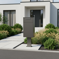 Buzón de Acero Inoxidable Impermeable con Capacidad de 48L, Buzón Exterior Independiente para Paquetes, Diseño Decorativo para Hogar y Jardín