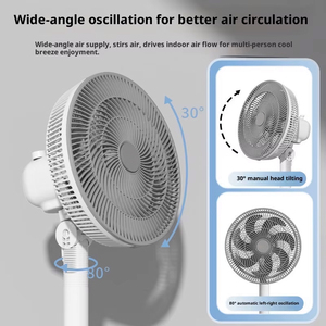 Quạt điện đứng xoay chiều điều khiển từ xa, điều chỉnh chiều cao - chất liệu nhựa, tạo luồng khí cho ký túc xá và gia đình - Product Image 2