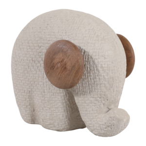 Statuetta di Elefante in Ceramica Moderna per Arredamento Casa, Bagno, Scaffale, Ufficio, con Dettagli in Legno di Mango - Product Image 2