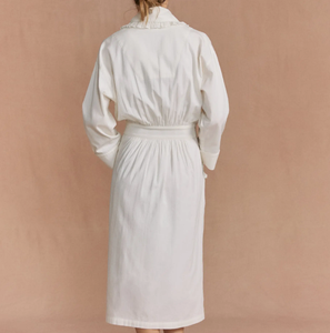 Peignoirs blancs 100 % coton écologiques avec logo personnalisé pour hôtels, spas, chambres <span class=keywords><strong>d</strong></span>'hôtes, voyages, salons de beauté – Peignoir léger pour femme - Product Image 4