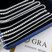 <strong>Best</strong> <strong>Selling</strong> Fine Women Jewelry D Color 2mm <strong>Moissanite</strong> Diamond Tennis <strong>Chain</strong> Necklace Choker 18'' in 4 Prongs