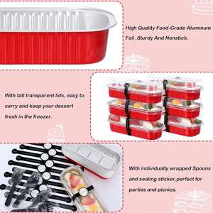 200ml Rectangular Aluminum <b>Foil</b> Disposable Food Grade Baking Bread Tray & Cake Packaging <b>Container</b> with PET Plastic Lid - Product Image 2