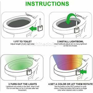 Lumière de <span class=keywords><strong>toilette</strong></span> intelligente à détecteur de mouvement, 16 couleurs, étanche, à induction humaine, lumière <span class=keywords><strong>LED</strong></span> de nuit, lumière de cuvette de <span class=keywords><strong>toilette</strong></span> <span class=keywords><strong>pour</strong></span> salle de bain, WC, lavabo - Product Image 4