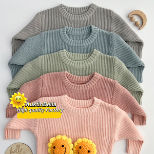 RTS Groothandel Op Maat Gemaakte Ontwerpen Boutique Babyjongens- en Meisjes- gebreide katoenen truien met ronde hals, dikke oversized gehaakte wintertrui - Product Image 1