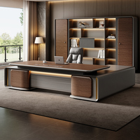 Bureau de Direction en Bois sur Mesure, Moderne et Grand, Meuble de Bureau de Luxe, Bureau de Patron et Fauteuil