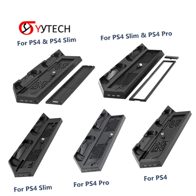 SYYTECH Vertical Stand Cooling Fan Charger for PS4 Slim Pro Console Controller Cooler Charging Station
