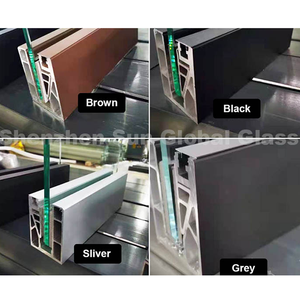 Sàn không khung kính lan can nhà máy ban công lan can nhôm lan can cơ sở kẹp ngoài trời Kính hàng rào kính lan can U kênh - Product Image 6