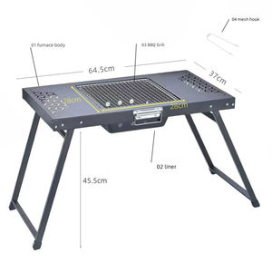 Stainless Steel Foldable <b>Portable</b> Charcoal Grill Outdoor Camping <b>BBQ</b> Picnic Grill for Two to Four People - Product Image 2