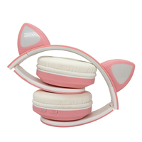 Casque sans fil pliable à oreilles de chat, prix d'usine, bandeau réglable, coussinets doux pour le divertissement quotidien