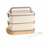 Boîte à lunch double compartiment en acier inoxydable hermétique pour enfants, 2 étages, en PP