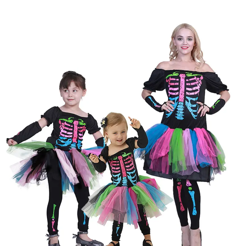Hot bán trẻ em Bộ xương ăn mặc cô gái Halloween tutu váy