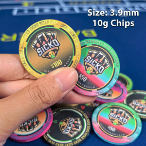 ชิปโป๊กเกอร์เซรามิกเกรดมืออาชีพ ขนาด 39 มม. 43 มม. 45 มม. 50 มม. 55 มม. รับใช้ได้ทั้งการแข่งขันและเกมแคชเกม พร้อมจัดส่งสำหรับคลับโป๊กเกอร์ซิกโก้ - Product Image 2