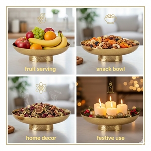 Bol de service rond en métal martelé fait à la main pour la décoration de la cuisine et de la salle à manger à la maison, de qualité supérieure - Product Image 4