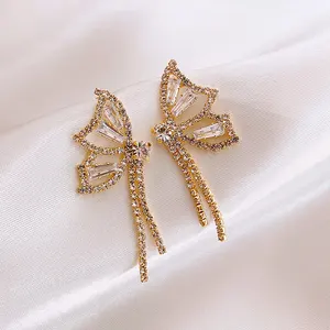 Gonthwiipu — boucles d'oreilles en forme de papillon, hypoallergénique à aiguille en argent 2022 coréen brillant, boucles d'oreilles pendantes pour femmes, 925