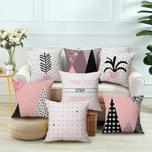WeaveWin-funda de almohada de lino y algodón, cojín de impresión digital para apoyarse, color rosa, moderno, disponible