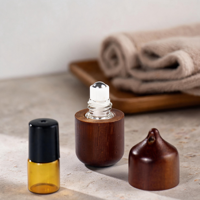 Botol Roller Kaca Tahan Bocor untuk Parfum dan Minyak Bibir Portabel dengan Tutup Motif Kayu, Ideal untuk Perjalanan dan Penggunaan DIY