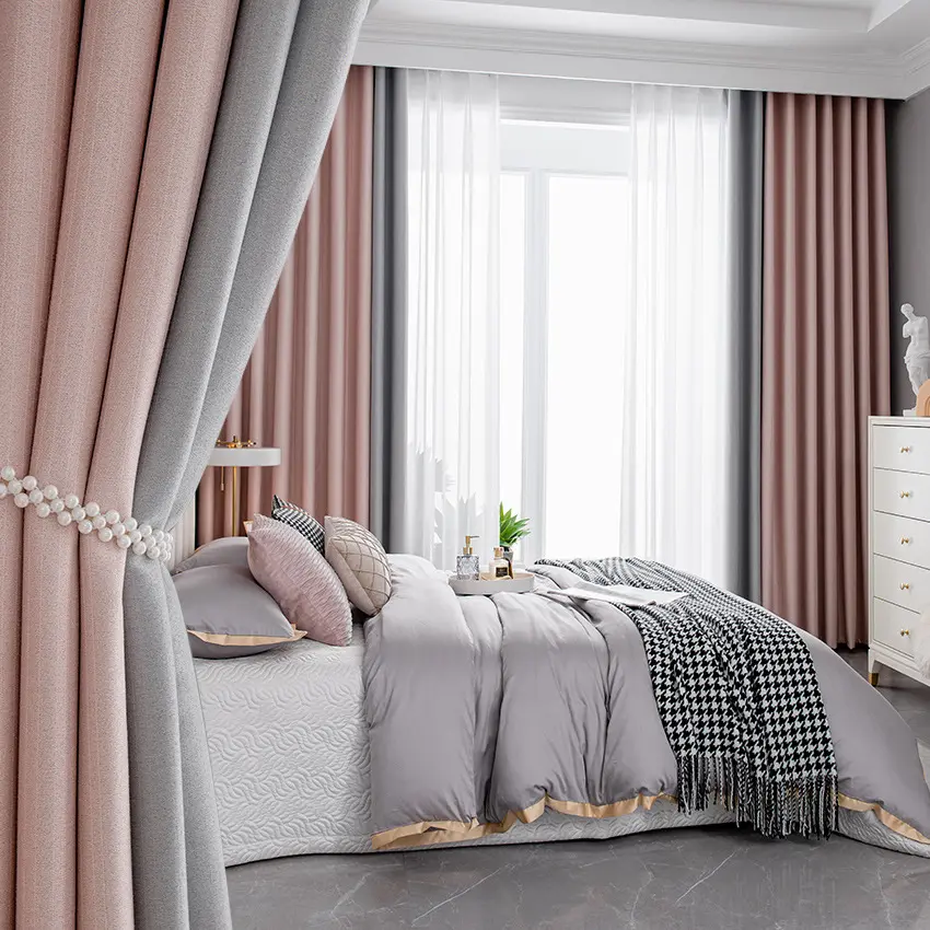 Светонепроницаемые сращивающиеся занавески для длинных окон для спальни и склада, набор серого цвета для отеля