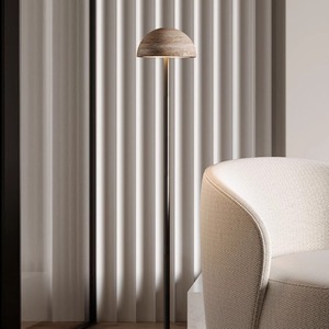 Stone Dome Floor Lamp H1300mm Travertine Lampshade LED Light Source Retro Villa Living Room Lamp - Product Image 5