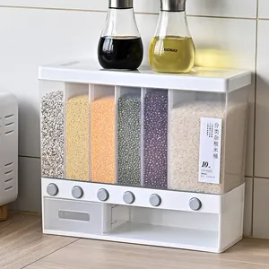 Bán sỉ nhựa cốc giá dispenser-Bình Đựng Gạo Tự Động 10KG Với Cốc Rửa Bekas Beras Viral Smart Kitchen Storage