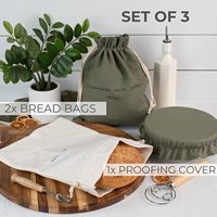Beau sac à pain en lin réutilisable et housse d'épreuvage pour pain au levain fait maison
