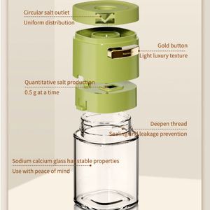 Boîte d'emballage personnalisée avec logo, distributeur de sel en verre de 0,5 g à dosage précis, type presse, pour cuisine et cuisson - Product Image 2