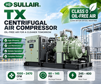 Kompresor Udara Sentrifugal Sullair TX Tipe Bebas Oli 1050-2470CFM 60-145PSI Perawatan Rendah untuk Solusi Udara Industri
