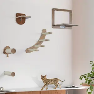 أرفف قطط بمنصة قفز منزلية مثبتة على الحائط ، أرفف حديثة مثبتة على الحائط ، أرفف جدارية متعددة الوظائف للقطط
