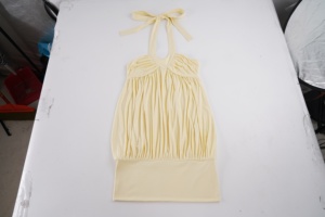 Vestido Halter de Color Sólido con Cuello en V, Detalle de Lazo en el Cuello, Cintura Natural Holgada, Vestido Mini Tejido Informal para Mujer, Estilo Femenino para Todas las Temporadas - Product Image 2