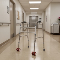 Déambulateur pliable à roulettes Jinglong, réglable de 74 à 84 cm, base antidérapante à quatre roues, léger, aide à la marche pour personnes âgées