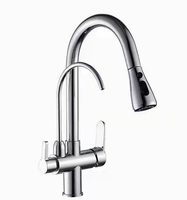 Robinet de cuisine moderne en laiton à poignée unique, à poser sur le plan, trois voies, avec filtre à eau chaude, froide et purifiée
